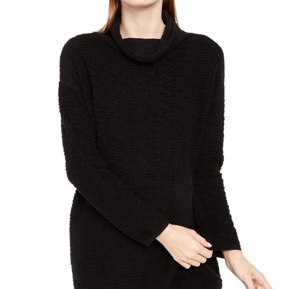 Eileen Fisher Textured Cowl-Neck Sweater in Black - Picture 1 of 13